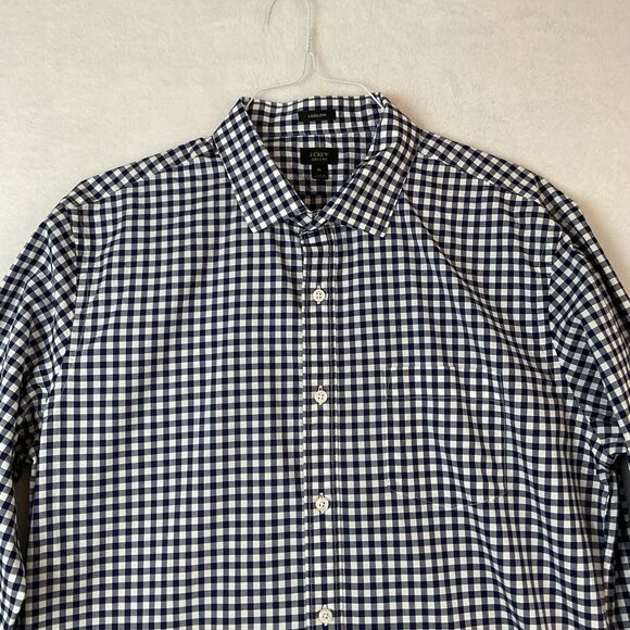 J Crew Ludlow Shirt Mens XL Blue White Check Long Sleeves Cotton 120’s 2 Ply - Picture 2 of 13
